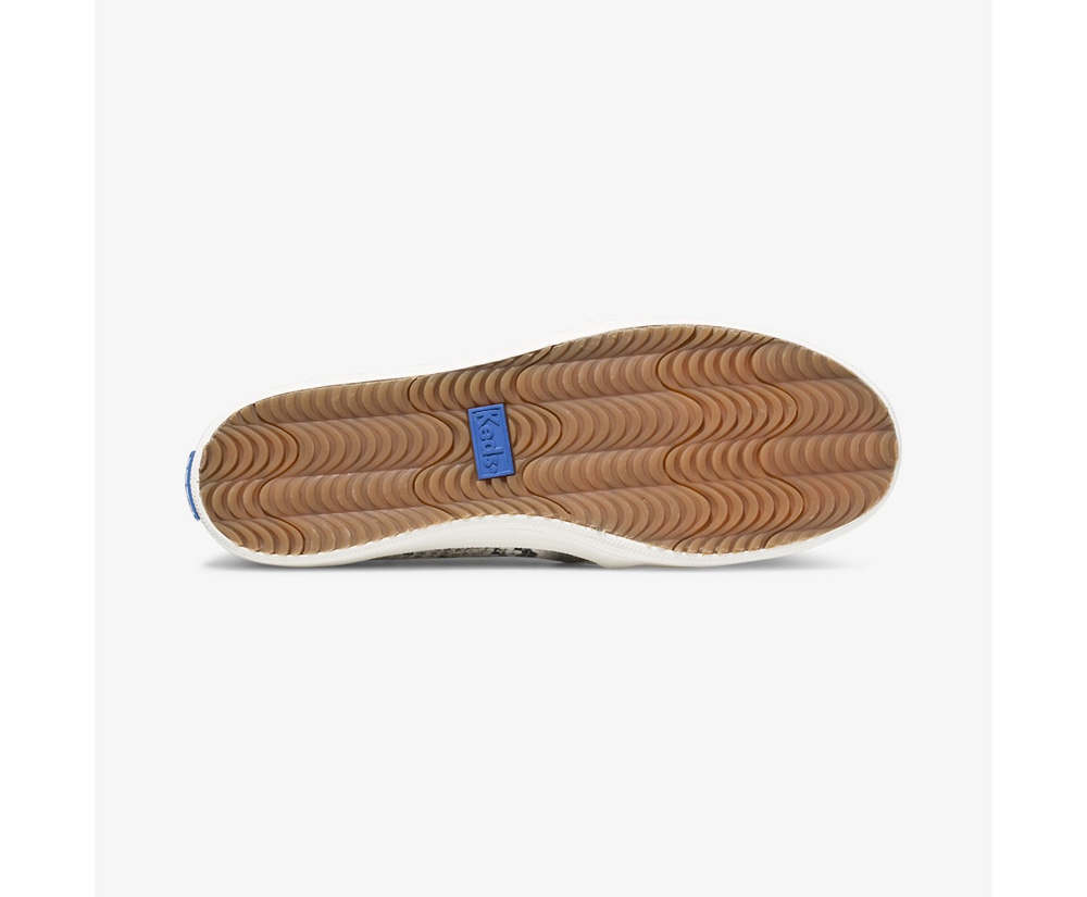 Slip Ons Keds Mujer Blancos/Negros - Kate Spade New York Double Decker Snake Cuero - 1745-MQCNV